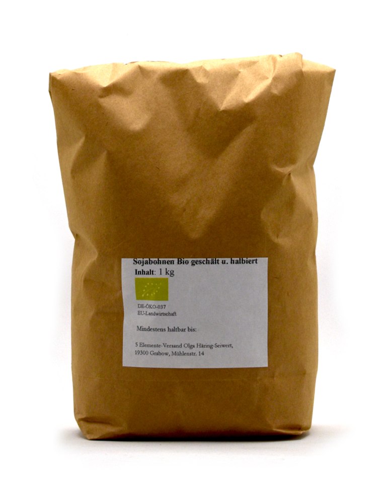 Sojabohnen gelb halbiert