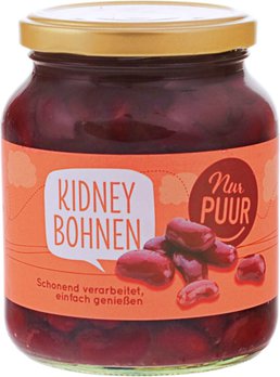 Kidney Bohnen, BIO, 350.0 g, Nur Puur, Abtropfgewicht 230.0 g