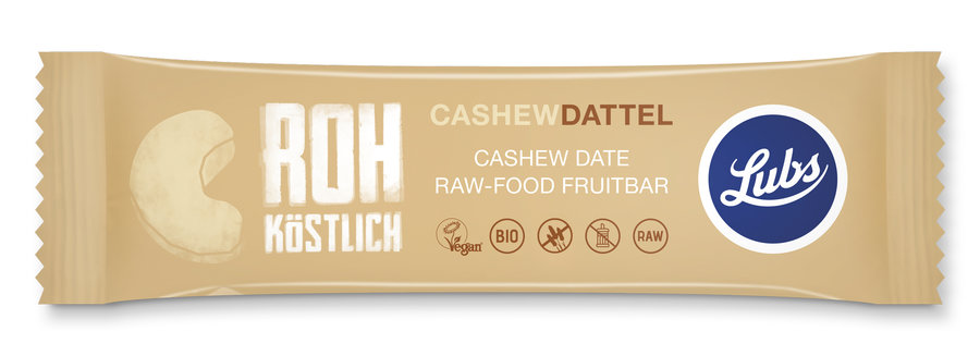 Cashew Dattel Fruchtriegel, Bio, Rohkost, BIO, 47.0 g, Lubs